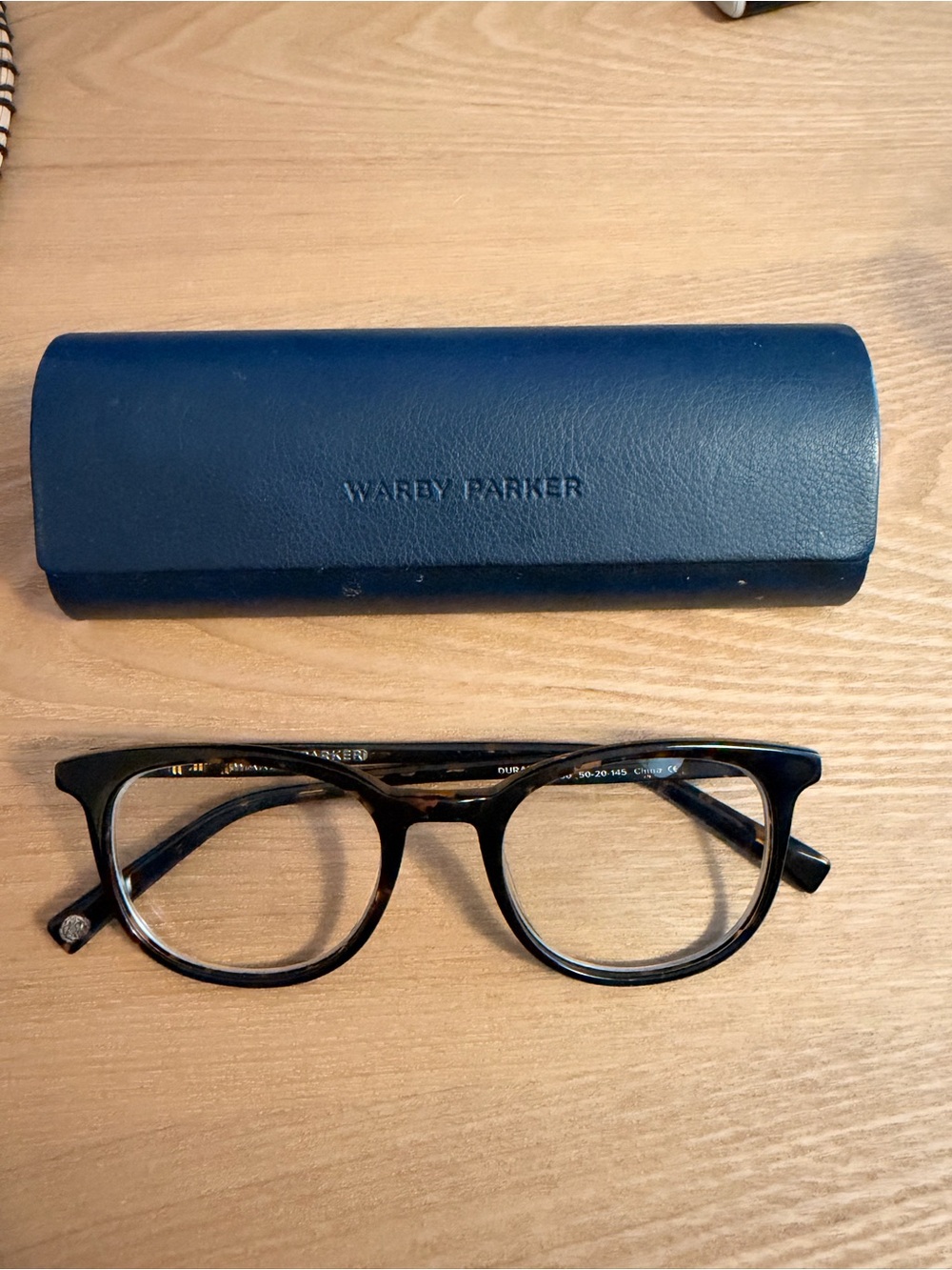 Warby Parker Durand Classic Dark Tortoiseshell Rounded Glasses with Case